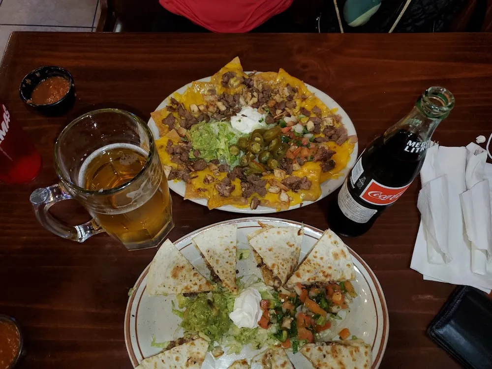 Fajita Nachos and Chicken Quesadilla